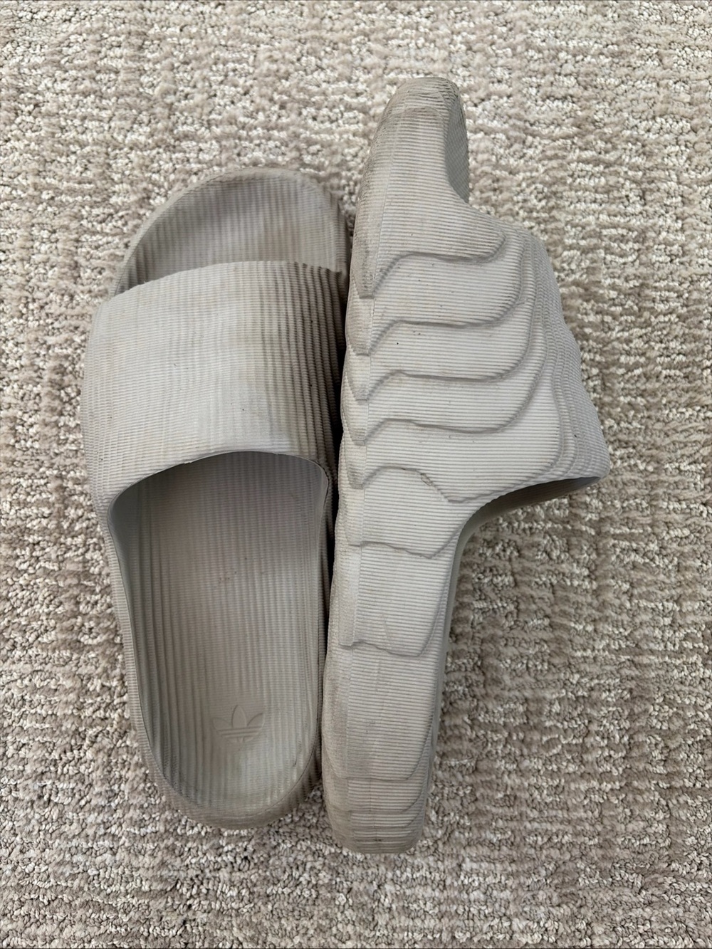 adidas Adilette 22 Slides Grey Topographic Sandal Men's Size 8
